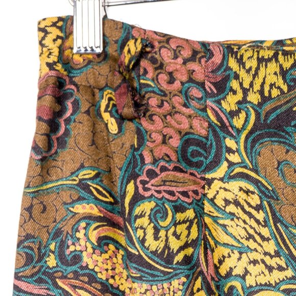 Elliot Lauren Wrap Skirt 10 Womens VTG Floral Abstract Brown Yellow Purple USA - Picture 6 of 7